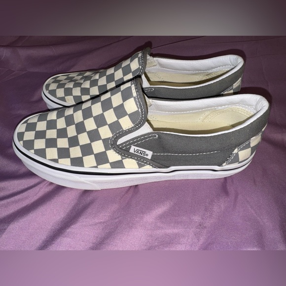 Vans Classic Slip-On sneakers pewter and true white checkerboard colorway Sz 7.5 - Picture 5 of 11